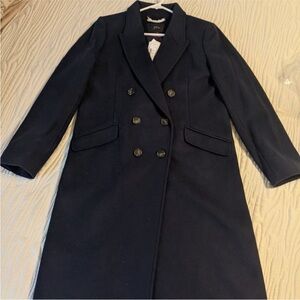 Elegant J. Crew Navy Blue Double-Breasted Women's Coat